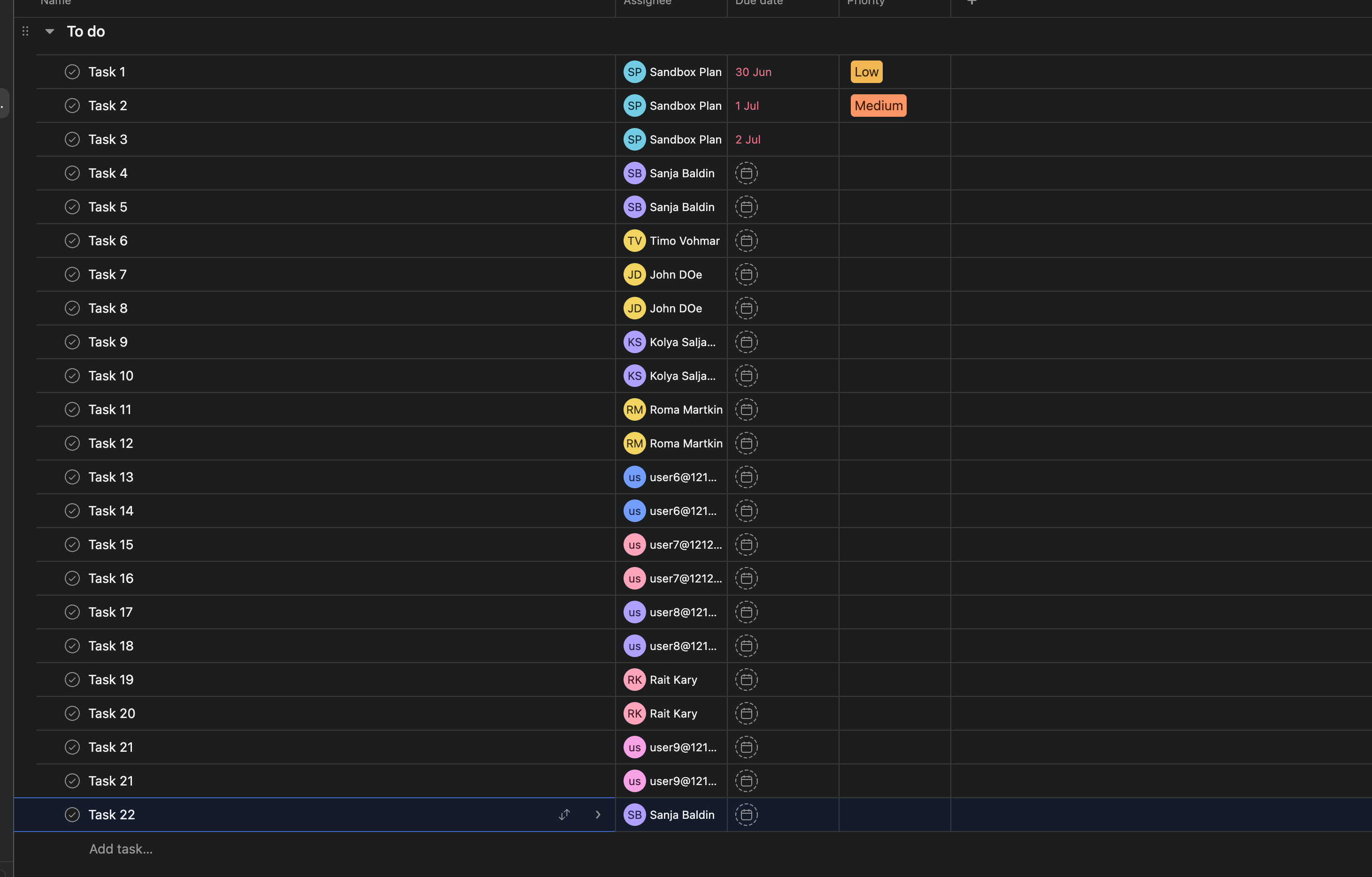 The same Asana "To do" list after the rule ran: the task that had no assignee is now assigned to a teammate, picked automatically from the pool.